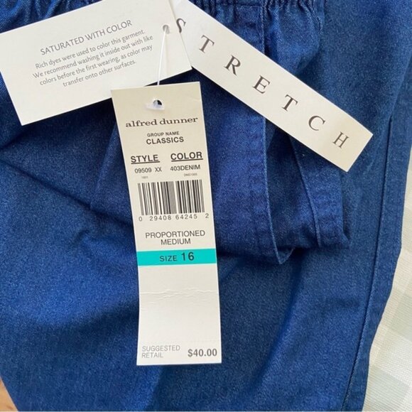 Alfred Dunner trouser pants jeans straight high rise elastic waist stretch 16 - Picture 4 of 8